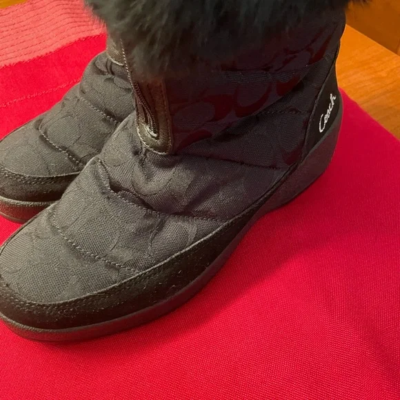 Coach Black Ankle Boots with Fur Trim - very warm and waterproof. - Picture 6 of 8